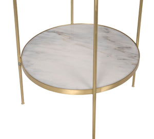 Noir Rivoli Side Table - Elegant Bianco Crown Marble & Antique Brass Accent for Modern Living Spaces GTAB278MB