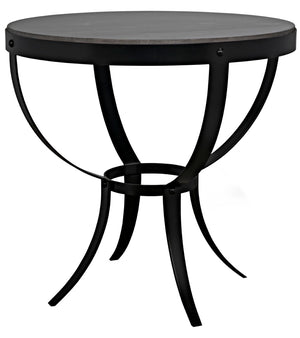 Noir Byron Side Table - Elegant Bianco Crown Marble with Industrial Iron Base for Modern Living Spaces Matte Black Base GTAB286-ML