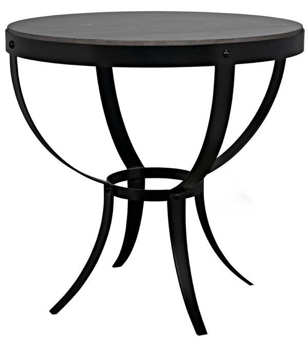 Noir Byron Side Table - Elegant Bianco Crown Marble with Industrial Iron Base for Modern Living Spaces Matte Black Base GTAB286-ML