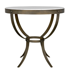 Noir Byron Side Table - Elegant Bianco Crown Marble with Industrial Iron Base for Modern Living Spaces Aged Brass GTAB286AB