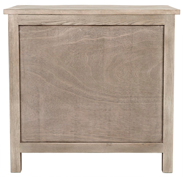 Noir Curved Elegance: Vintage Gray Side Table with Graceful Drawers for Modern & Traditional Spaces GTAB290VGR