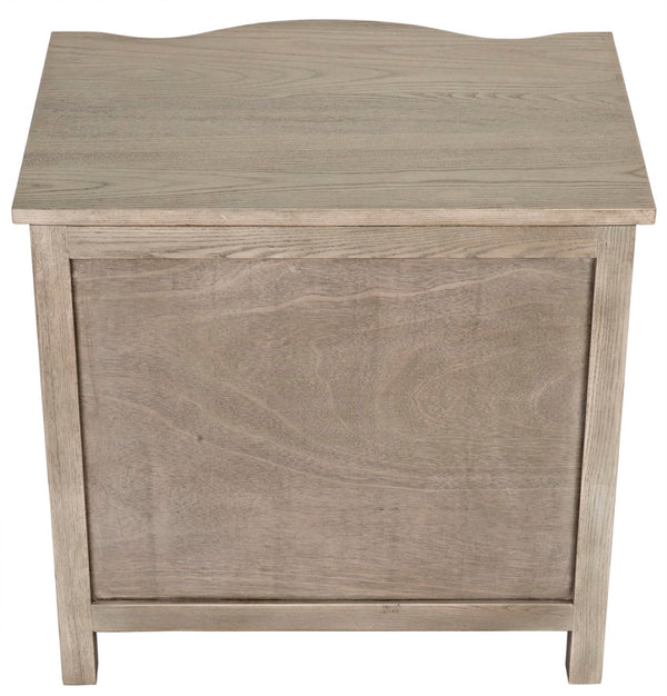 Noir Curved Elegance: Vintage Gray Side Table with Graceful Drawers for Modern & Traditional Spaces GTAB290VGR