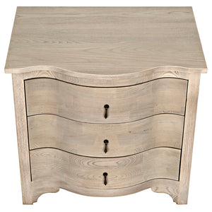 Noir Curved Elegance: Vintage Gray Side Table with Graceful Drawers for Modern & Traditional Spaces GTAB290VGR