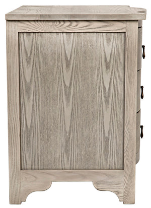Noir Curved Elegance: Vintage Gray Side Table with Graceful Drawers for Modern & Traditional Spaces GTAB290VGR
