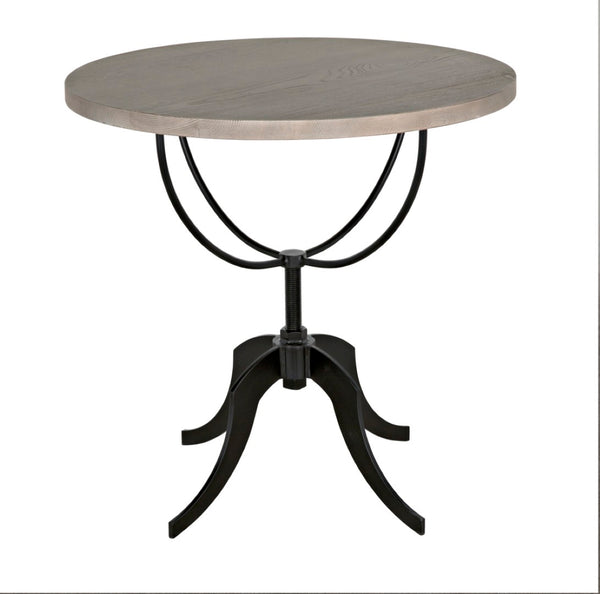 Noir Wine Table with Adjustable Height Base - Vintage-Inspired Elm Top & Elegant Metal Legs for Any Space GTAB291VGR