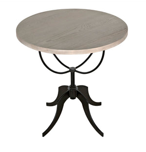 Noir Wine Table with Adjustable Height Base - Vintage-Inspired Elm Top & Elegant Metal Legs for Any Space GTAB291VGR