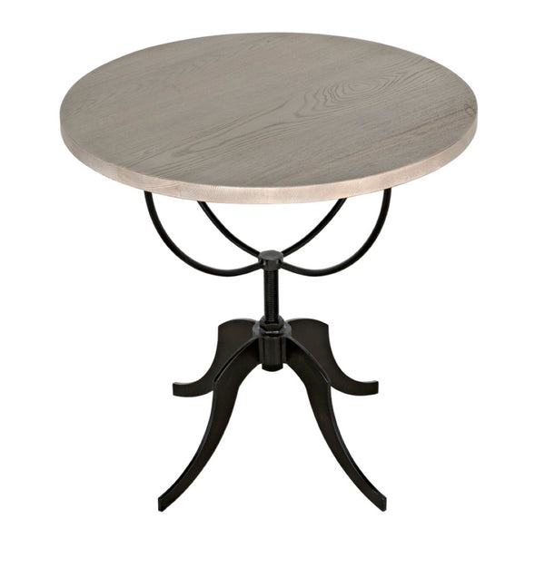Noir Wine Table with Adjustable Height Base - Vintage-Inspired Elm Top & Elegant Metal Legs for Any Space GTAB291VGR