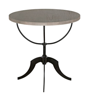 Noir Wine Table with Adjustable Height Base - Vintage-Inspired Elm Top & Elegant Metal Legs for Any Space GTAB291VGR