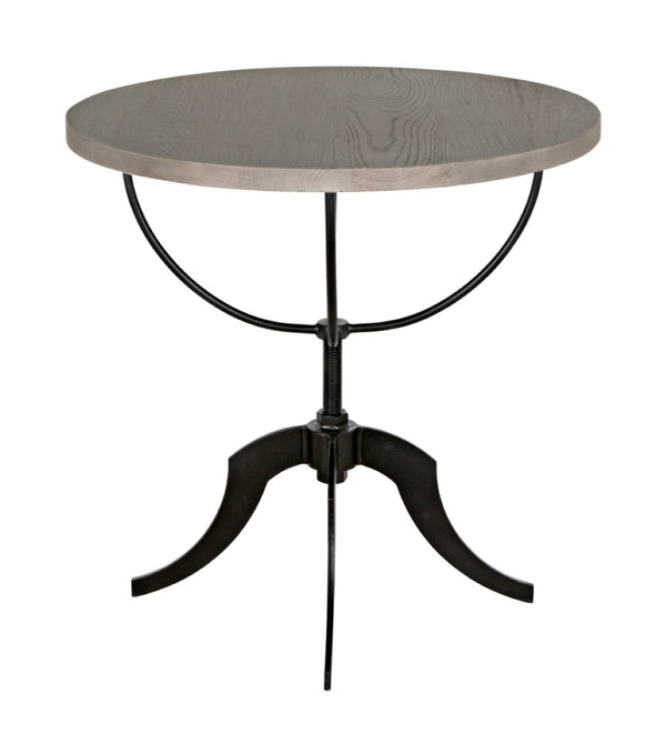 Noir Wine Table with Adjustable Height Base - Vintage-Inspired Elm Top & Elegant Metal Legs for Any Space GTAB291VGR