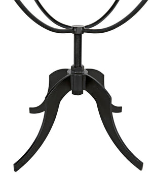 Noir Wine Table with Adjustable Height Base - Vintage-Inspired Elm Top & Elegant Metal Legs for Any Space GTAB291VGR