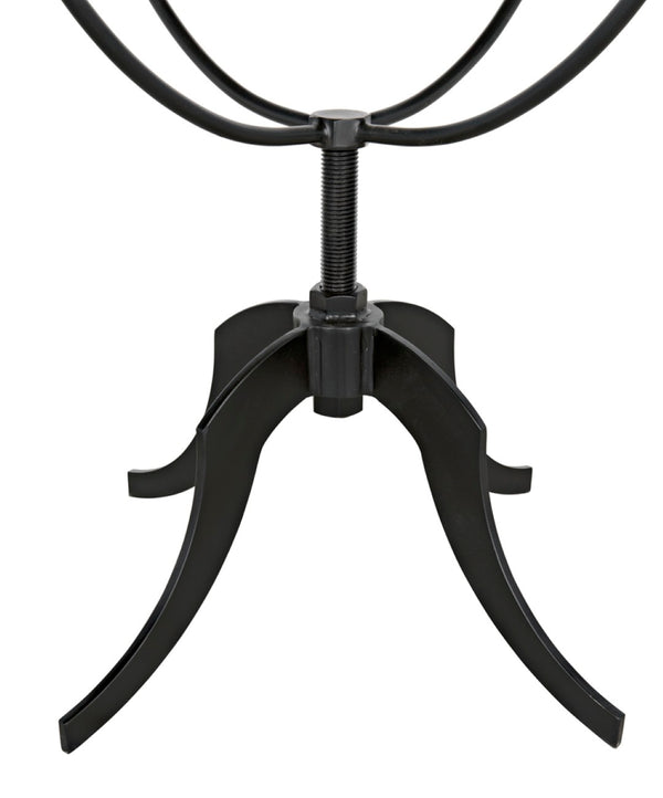 Noir Wine Table with Adjustable Height Base - Vintage-Inspired Elm Top & Elegant Metal Legs for Any Space GTAB291VGR