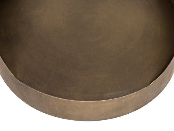 Noir Eclipse Round Side Table - Modern Iron Accent for Living Room, Bedroom, or Entryway Decor Delight Aged Brass GTAB302AB