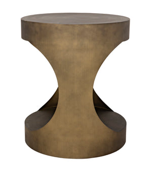 Noir Eclipse Round Side Table - Modern Iron Accent for Living Room, Bedroom, or Entryway Decor Delight Aged Brass GTAB302AB