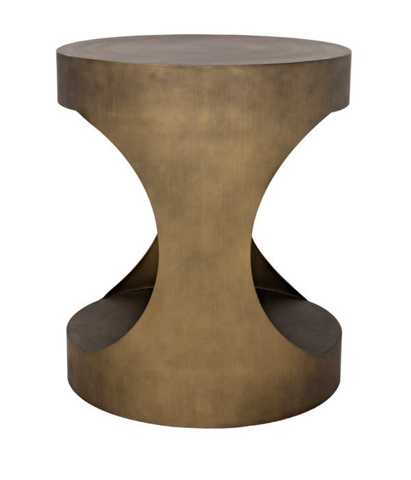 Noir Eclipse Round Side Table - Modern Iron Accent for Living Room, Bedroom, or Entryway Decor Delight Aged Brass GTAB302AB