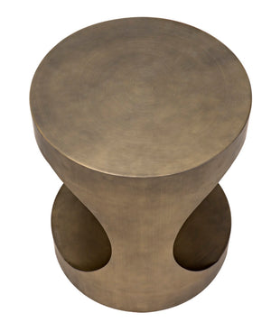 Noir Eclipse Round Side Table - Modern Iron Accent for Living Room, Bedroom, or Entryway Decor Delight Aged Brass GTAB302AB