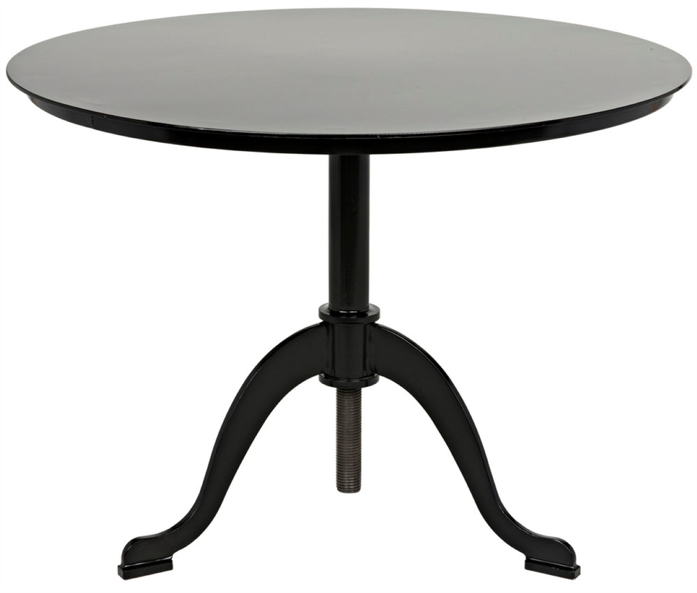 Noir Kaldera Side Table - Modern Black Iron Accent with Adjustable Height for Timeless Elegance and Function GTAB318MTB