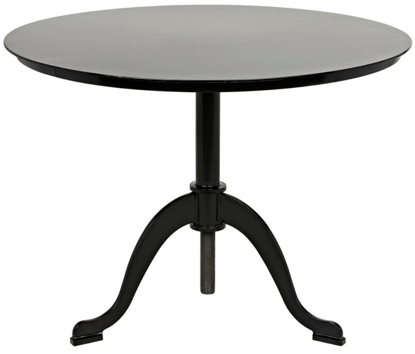 Noir Kaldera Side Table - Modern Black Iron Accent with Adjustable Height for Timeless Elegance and Function GTAB318MTB