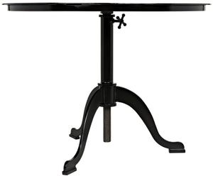 Noir Kaldera Side Table - Modern Black Iron Accent with Adjustable Height for Timeless Elegance and Function GTAB318MTB