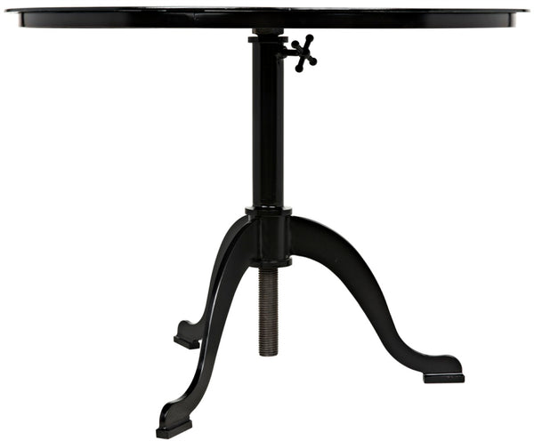 Noir Kaldera Side Table - Modern Black Iron Accent with Adjustable Height for Timeless Elegance and Function GTAB318MTB