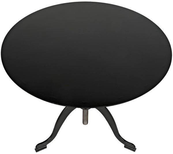Noir Kaldera Side Table - Modern Black Iron Accent with Adjustable Height for Timeless Elegance and Function GTAB318MTB