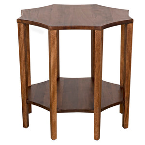 Noir Ariana Side Table - Elegant Octagonal Design for Modern Living Rooms and Bedrooms, Durable & Stylish Dark Walnut GTAB335DW