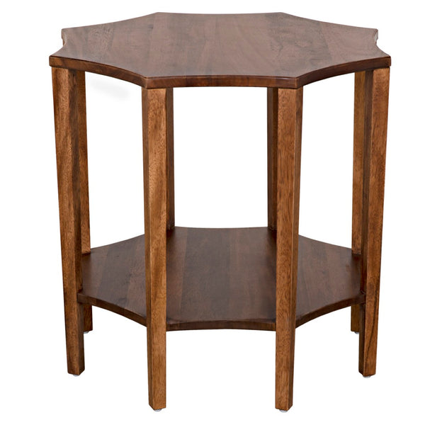 Noir Ariana Side Table - Elegant Octagonal Design for Modern Living Rooms and Bedrooms, Durable & Stylish Dark Walnut GTAB335DW