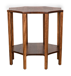Noir Ariana Side Table - Elegant Octagonal Design for Modern Living Rooms and Bedrooms, Durable & Stylish Dark Walnut GTAB335DW