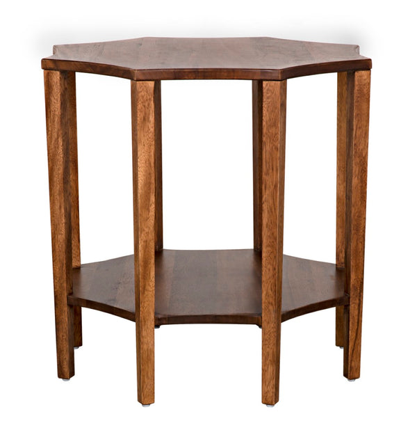 Noir Ariana Side Table - Elegant Octagonal Design for Modern Living Rooms and Bedrooms, Durable & Stylish Dark Walnut GTAB335DW