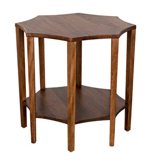 Noir Ariana Side Table - Elegant Octagonal Design for Modern Living Rooms and Bedrooms, Durable & Stylish Dark Walnut GTAB335DW