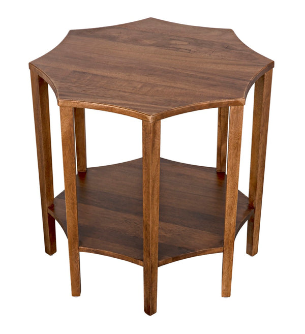 Noir Ariana Side Table - Elegant Octagonal Design for Modern Living Rooms and Bedrooms, Durable & Stylish Dark Walnut GTAB335DW