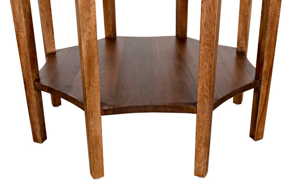 Noir Ariana Side Table - Elegant Octagonal Design for Modern Living Rooms and Bedrooms, Durable & Stylish Dark Walnut GTAB335DW