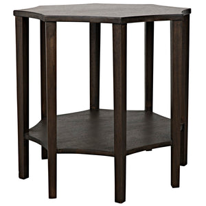 Noir Ariana Side Table - Elegant Octagonal Design for Modern Living Rooms and Bedrooms, Durable & Stylish Ebony Walnut GTAB335EB