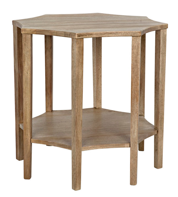 Noir Ariana Side Table - Elegant Octagonal Design for Modern Living Rooms and Bedrooms, Durable & Stylish Washed Walnut GTAB335WAW
