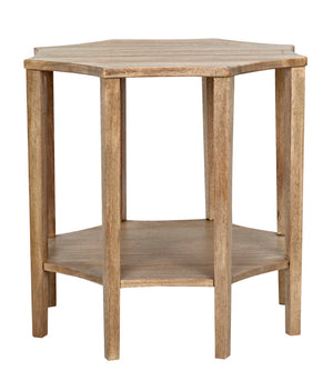 Noir Ariana Side Table - Elegant Octagonal Design for Modern Living Rooms and Bedrooms, Durable & Stylish Washed Walnut GTAB335WAW
