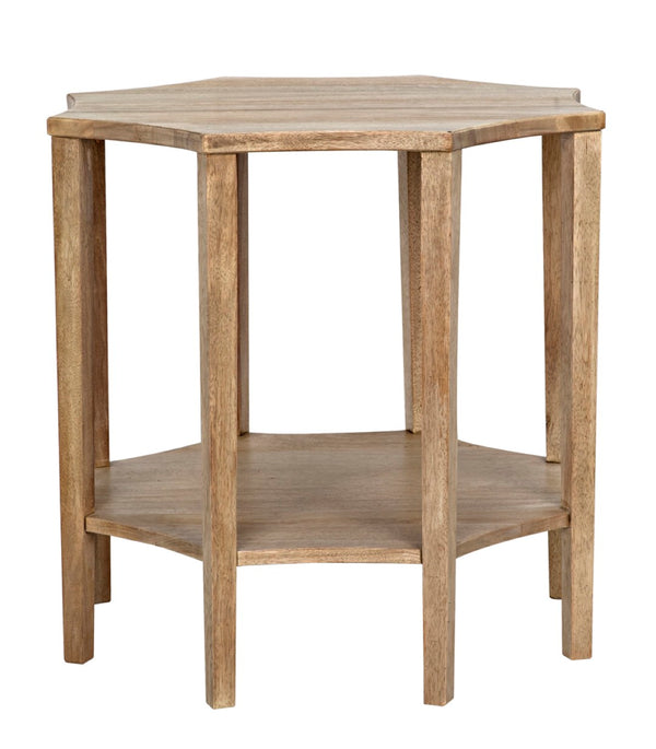 Noir Ariana Side Table - Elegant Octagonal Design for Modern Living Rooms and Bedrooms, Durable & Stylish Washed Walnut GTAB335WAW