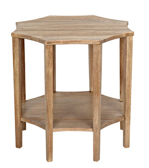 Noir Ariana Side Table - Elegant Octagonal Design for Modern Living Rooms and Bedrooms, Durable & Stylish Washed Walnut GTAB335WAW