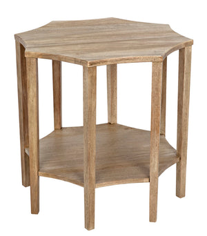 Noir Ariana Side Table - Elegant Octagonal Design for Modern Living Rooms and Bedrooms, Durable & Stylish Washed Walnut GTAB335WAW