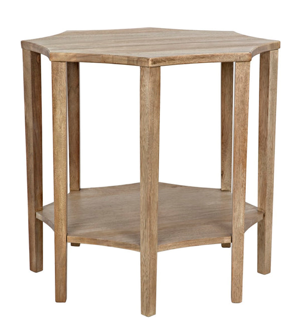 Noir Ariana Side Table - Elegant Octagonal Design for Modern Living Rooms and Bedrooms, Durable & Stylish Washed Walnut GTAB335WAW