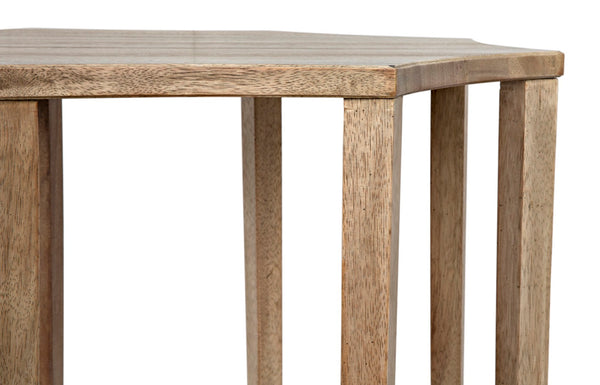 Noir Ariana Side Table - Elegant Octagonal Design for Modern Living Rooms and Bedrooms, Durable & Stylish Washed Walnut GTAB335WAW