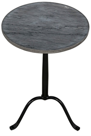 Noir Cosmopolitan Side Table – Stylish Marble Top Accent Piece for Modern Living Rooms and Bedrooms Matte Black GTAB343-ML
