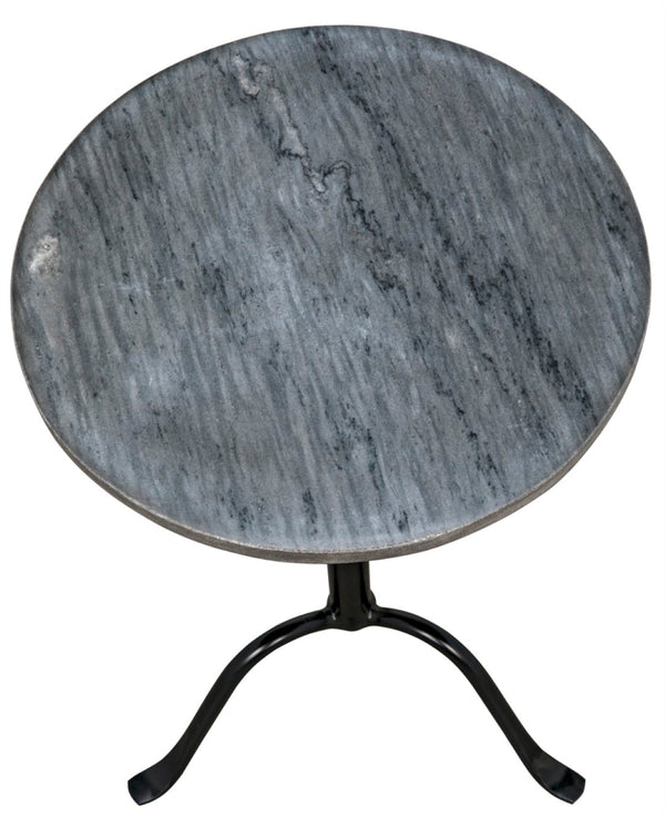 Noir Cosmopolitan Side Table – Stylish Marble Top Accent Piece for Modern Living Rooms and Bedrooms Matte Black GTAB343-ML