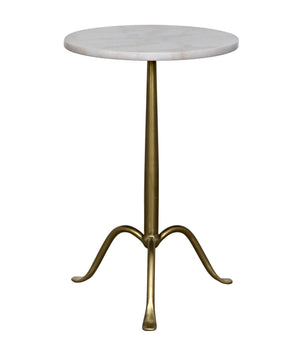 Noir Cosmopolitan Side Table – Stylish Marble Top Accent Piece for Modern Living Rooms and Bedrooms Antique Brass GTAB343MB