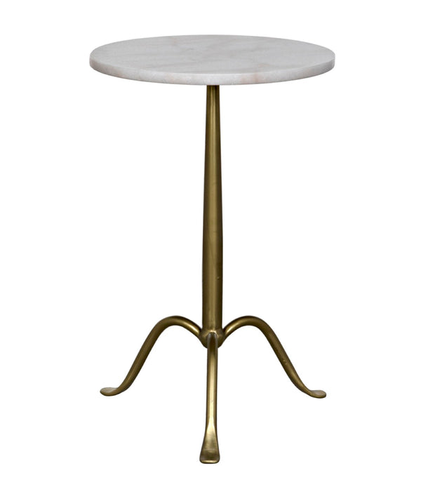 Noir Cosmopolitan Side Table – Stylish Marble Top Accent Piece for Modern Living Rooms and Bedrooms Antique Brass GTAB343MB