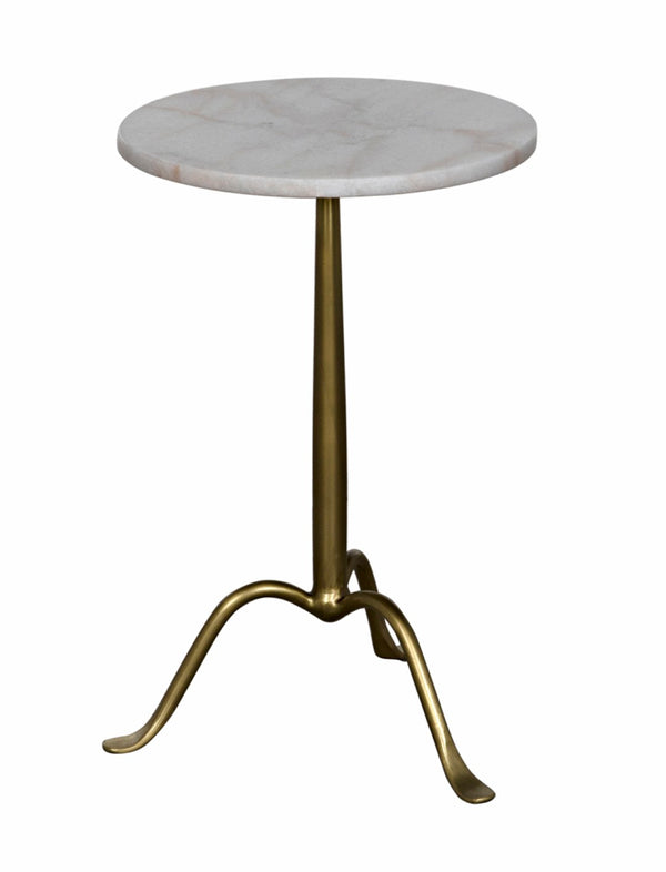 Noir Cosmopolitan Side Table – Stylish Marble Top Accent Piece for Modern Living Rooms and Bedrooms Antique Brass GTAB343MB