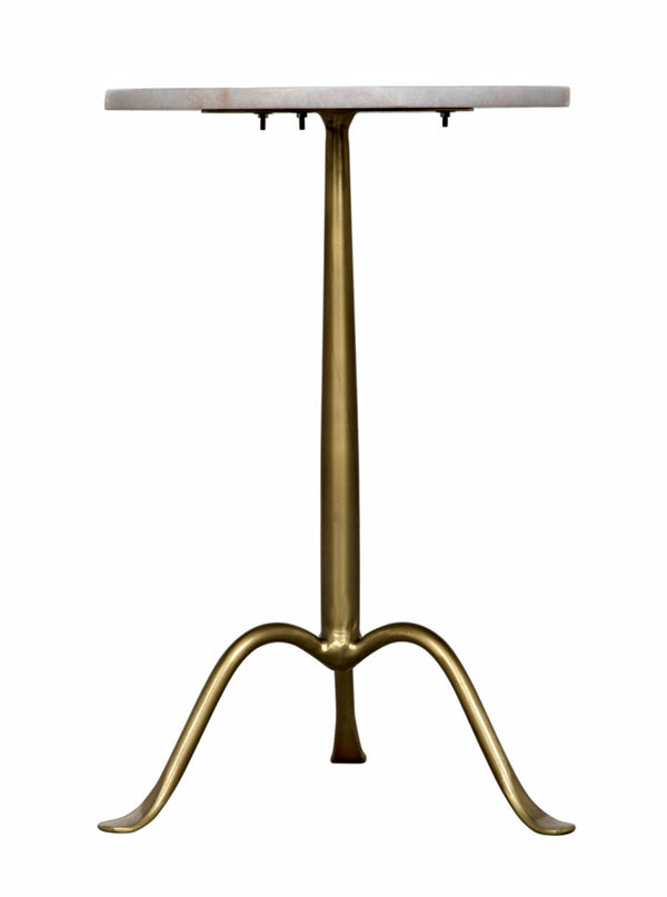 Noir Cosmopolitan Side Table – Stylish Marble Top Accent Piece for Modern Living Rooms and Bedrooms Antique Brass GTAB343MB