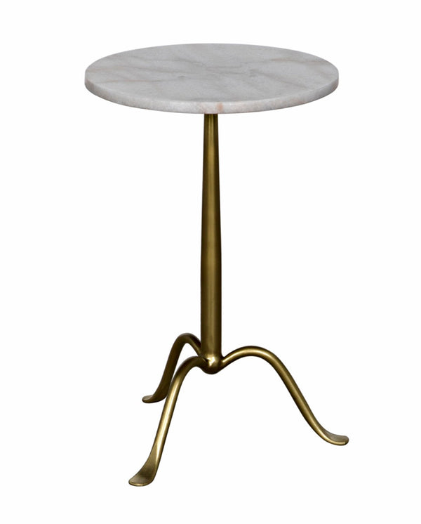 Noir Cosmopolitan Side Table – Stylish Marble Top Accent Piece for Modern Living Rooms and Bedrooms Antique Brass GTAB343MB