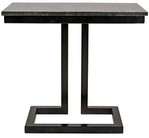Noir Alonzo Side Table - Artisan-Crafted Night Snow Marble with Contemporary Iron Frame for Modern Spaces Matte Black GTAB359-ML