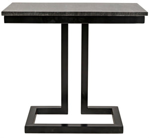 Noir Alonzo Side Table - Artisan-Crafted Night Snow Marble with Contemporary Iron Frame for Modern Spaces Matte Black GTAB359-ML