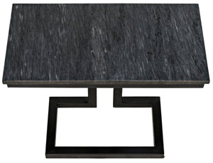Noir Alonzo Side Table - Artisan-Crafted Night Snow Marble with Contemporary Iron Frame for Modern Spaces Matte Black GTAB359-ML