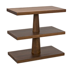 Noir Fatima Side Table - Handcrafted Dark Walnut Beauty with Rustic Charm and Versatile 3-Shelf Storage GTAB382DW